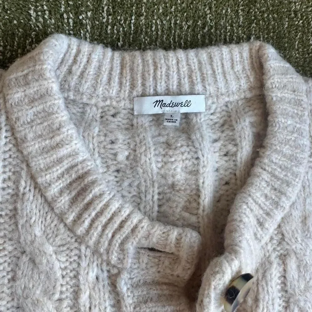 Madewell Women's Cream and Pink Cardigan